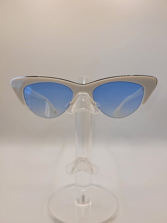Loren Cat Eye Sunglasses in Off White with Blue Lenses main image 2